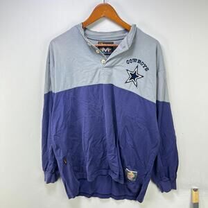 Vintage 90s Dallas Cowboys NFL Henley Shirt XL Navy